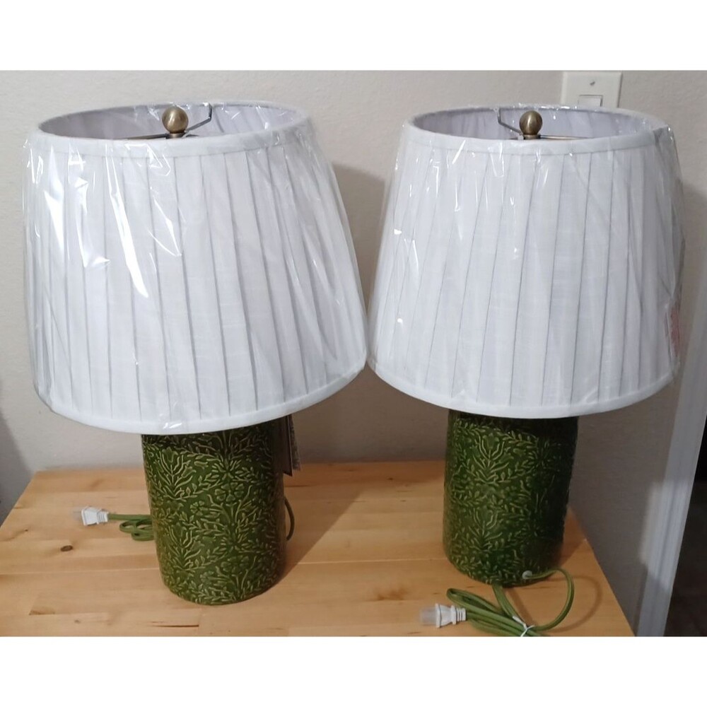 LOT OF 2 Lamp Morris & Co  Willowbough William Morris Green NWT With Shade